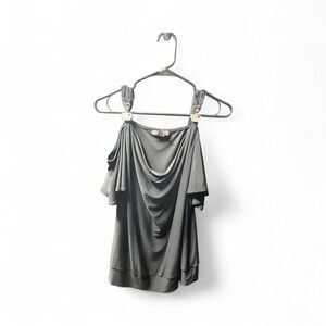 White House‎ Black Market Black Cold Shoulder Cowl Neck Top